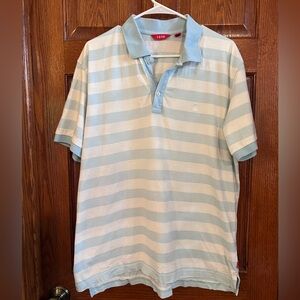 Izod Blue & White Polo Shirt Size Large